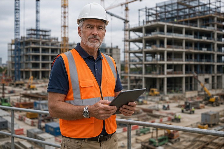 Senior project manager reviewing progress at Rotterdam Meridian District